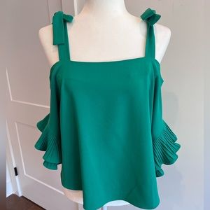 Gianni Bini Green Ruffled Off Shoulder Top